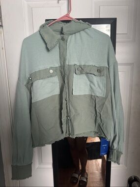 Mint Green Patchwork Jean Jacket